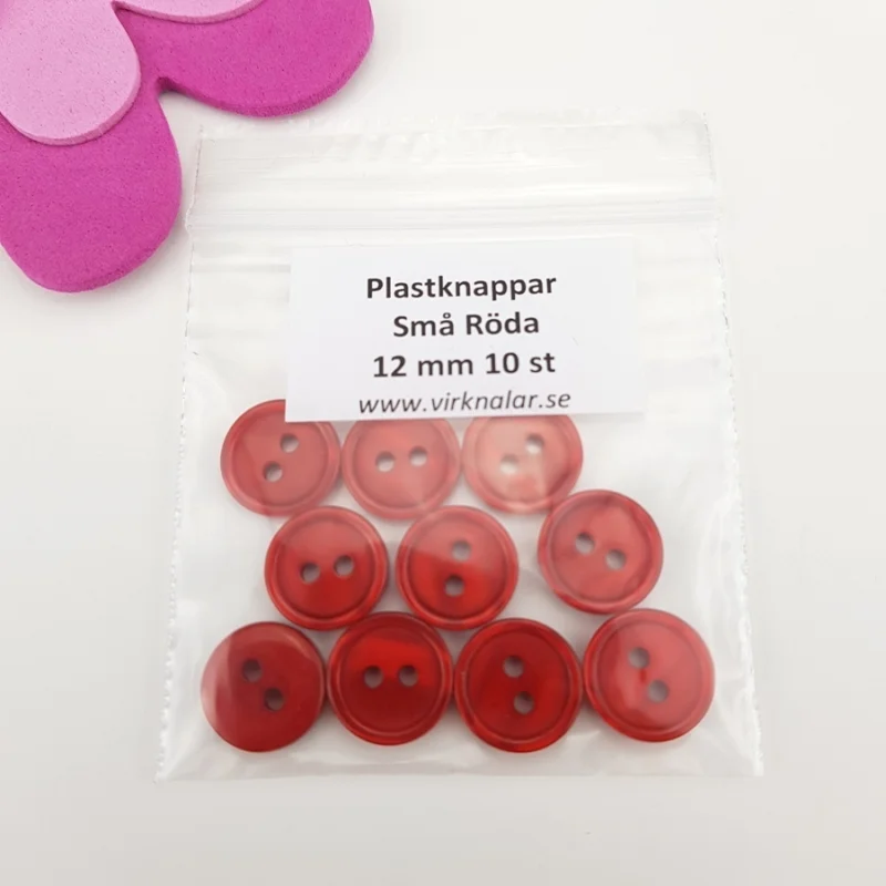 Snabb frakt Knappar plastknappar Små Röda 12 mm 10 st