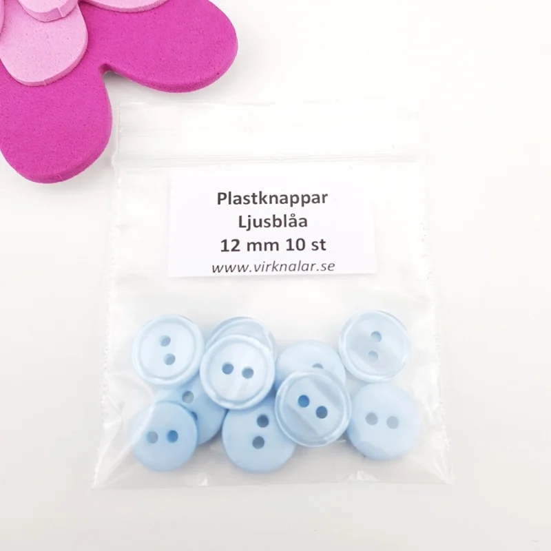Billig Knappar plastknappar Små Ljusblåa 12 mm 10 st