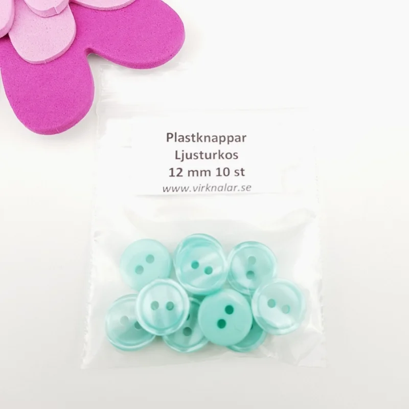 Premium Knappar plastknappar Små Ljusturkos 12 mm 10 st