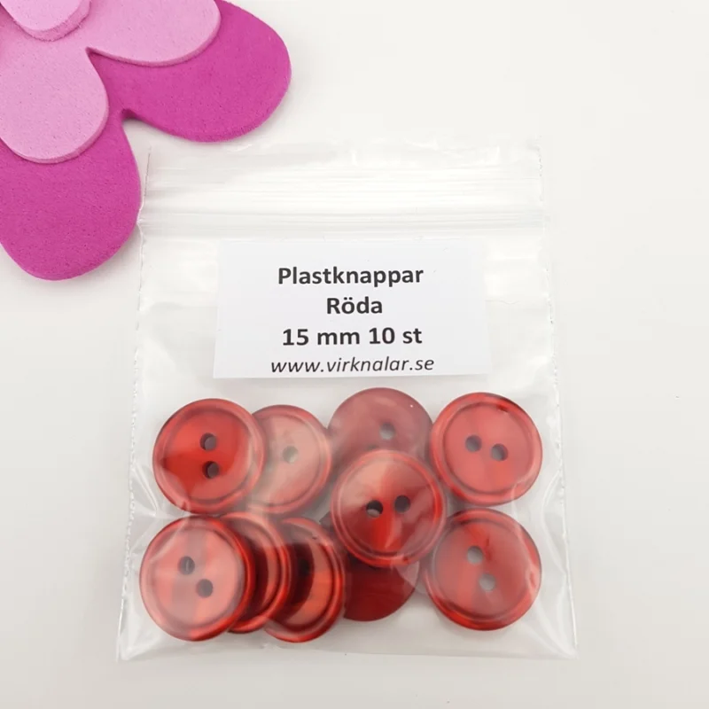 Snabb frakt Knappar plastknappar Röda 15 mm 10 st