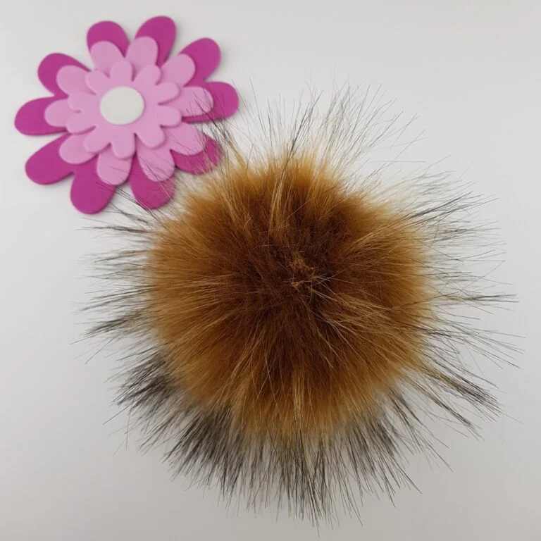 Pälstofs Maffig Mörk Rödbrun Melerad 13 cm tryckknapp Bästa pris