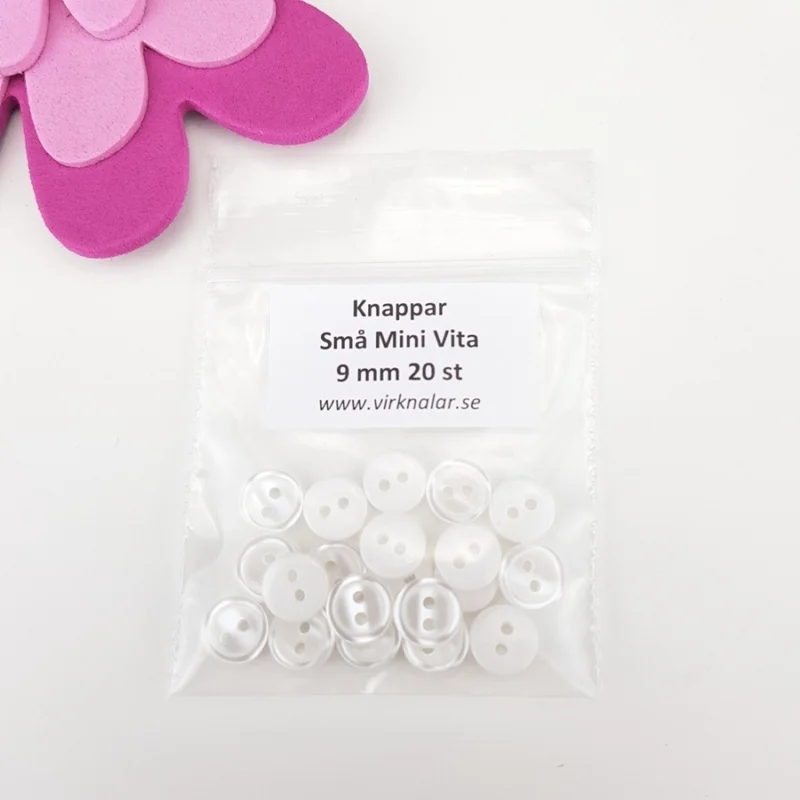 Köp nu Knappar plastknappar Små mini Vita 9 mm 20 st