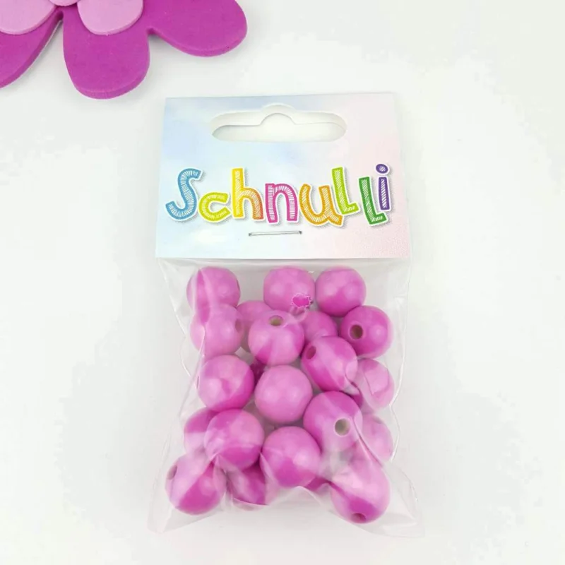 Nyhet Träpärlor 12 mm Schnulli Mörkrosa 426