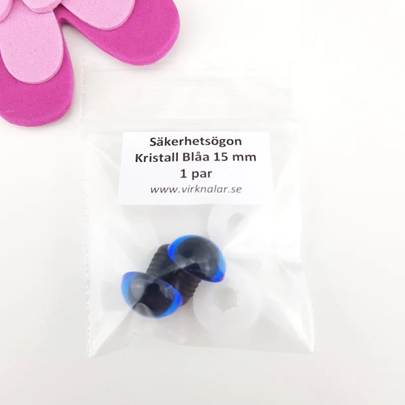 Säker betalning SäkerhetsögonBlåa Kristall 15 mm 5 par