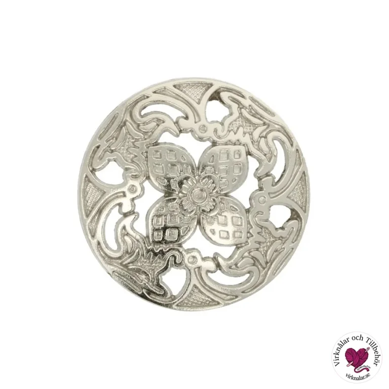 Metallknappar Blomma Silver 20 mm 5 st 5617 Erbjudande