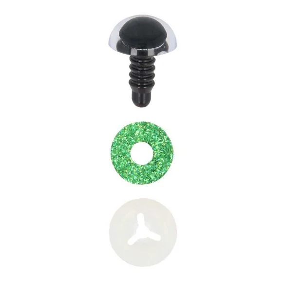Säkerhetsögon Glitter Gröna 12 mm 5 par Trygg betalning