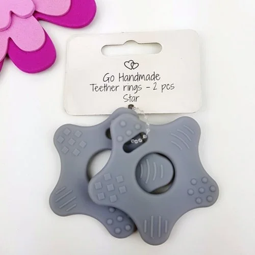 Bitringar Stjärnor 2 st Grå 22025Go Handmade Premium