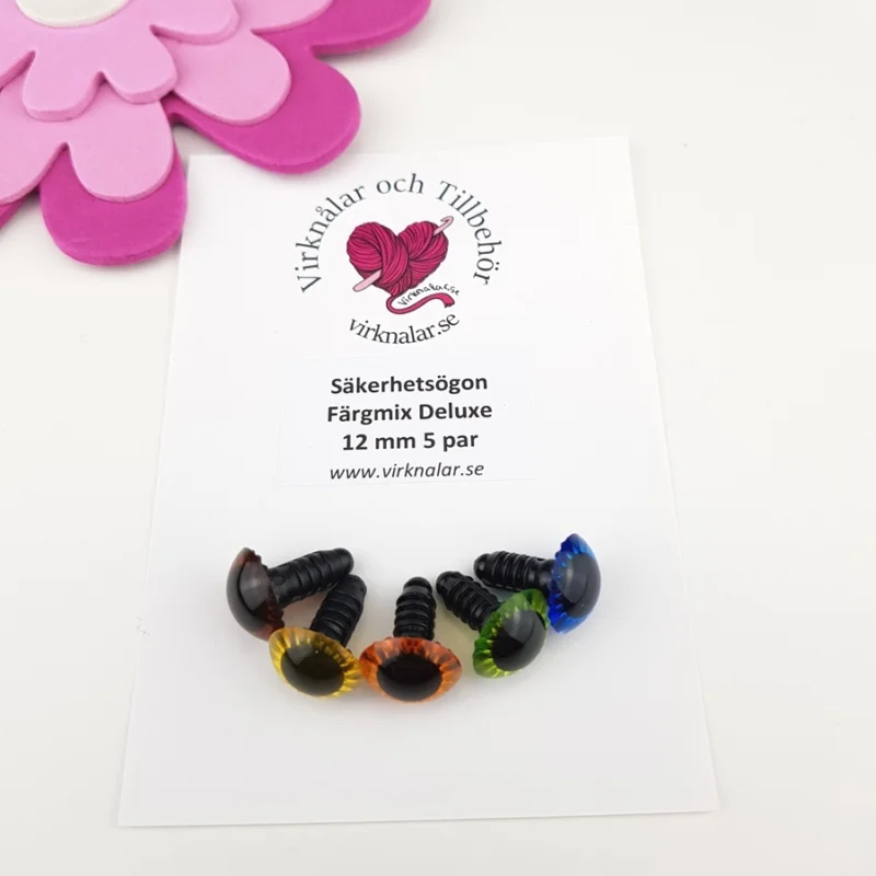 risnedsättning SäkerhetsögonDeluxe 12 mm 5 parFärgmix