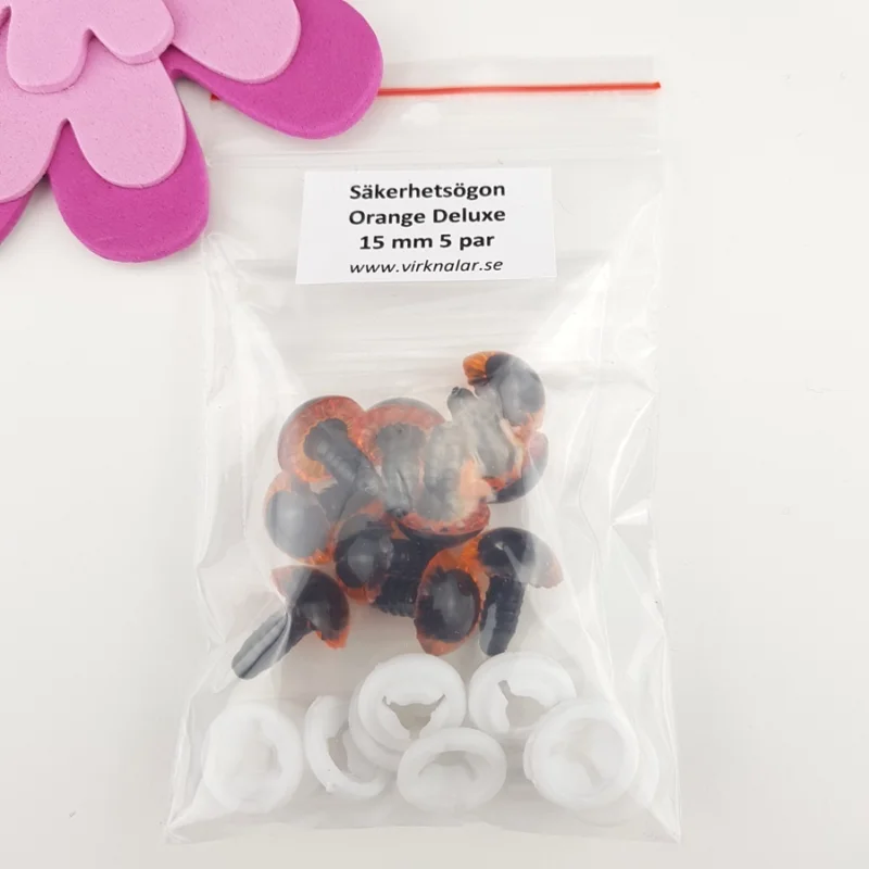SäkerhetsögonDeluxe 15 mm 5 par Orange Snabb leverans