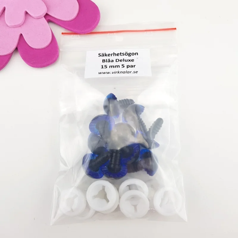 Köp nu Säkerhetsögon Deluxe 15 mm 5 par Blåa