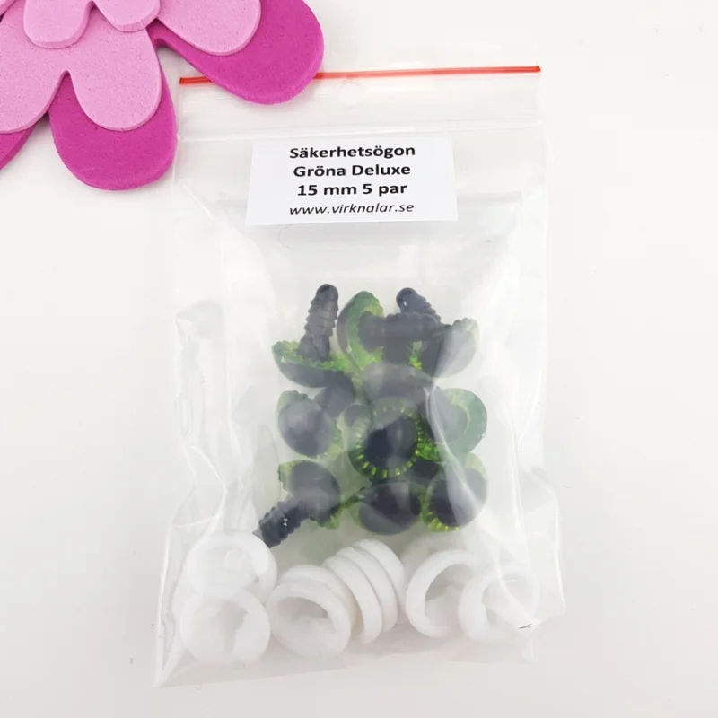 Säkerhetsögon Deluxe15 mm5 parGröna Erbjudandepris