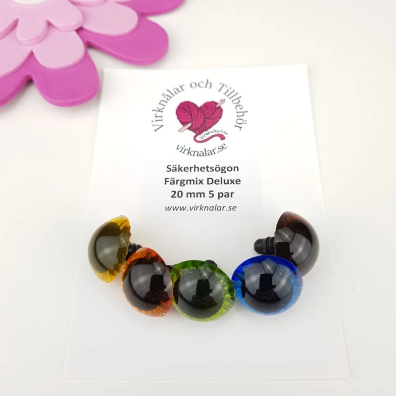 Endast denna vecka SäkerhetsögonDeluxe 20 mm 5 par Färgmix
