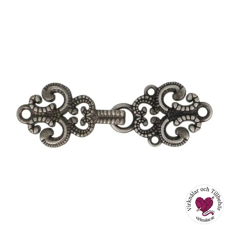 Metall Norsk spänne Hyska o Hake Antiksilver 60 mm 1par 23341 Nyhet