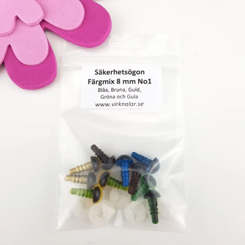 Säkerhetsögon Färgade8 mm 5 parFärgmix No1 Snabb frakt