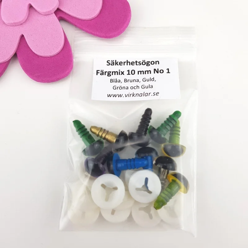 Säkerhetsögon Färgade 10 mm 5 parFärgmix No1 Rea