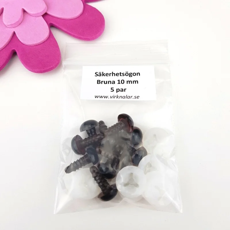 Säkerhetsögon Färgade Bruna 10 mm 5 par Billigare
