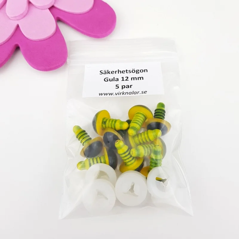 Säkerhetsögon Färgade Gula12 mm 5 par Lågt pris