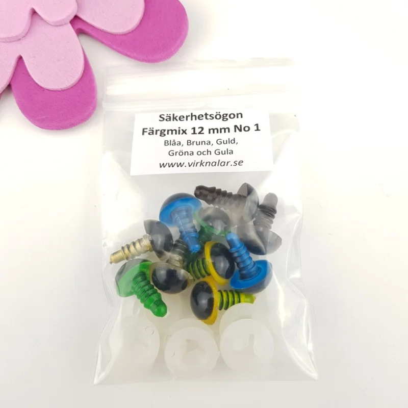 Säkerhetsögon Färgade12 mm 5 par Färgmix No1 Kampanjpris