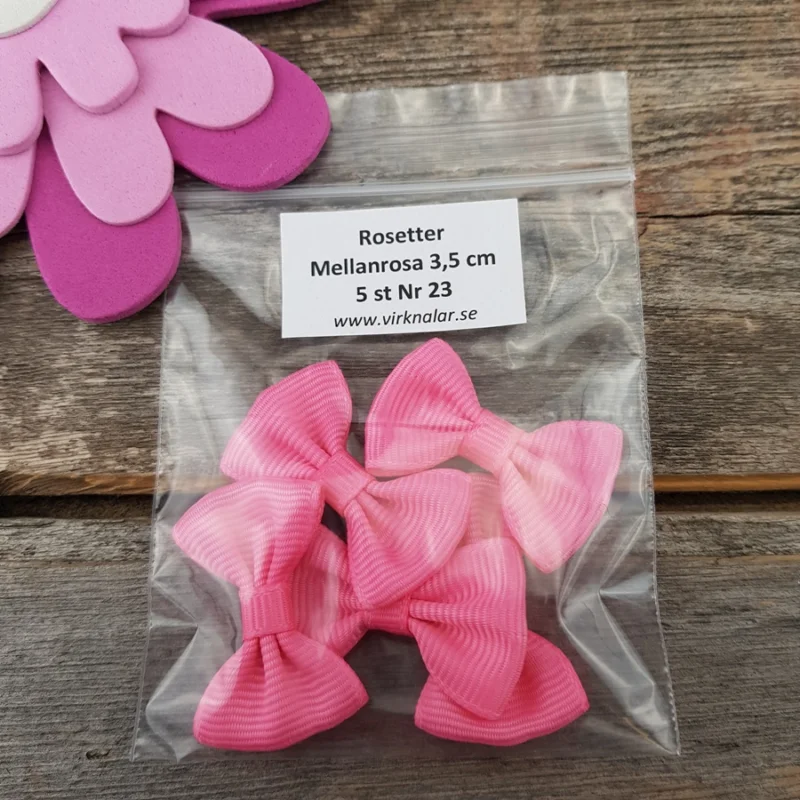 Endast denna vecka Rosetter Mellanrosa 3,5 cm 5 st Nr 23
