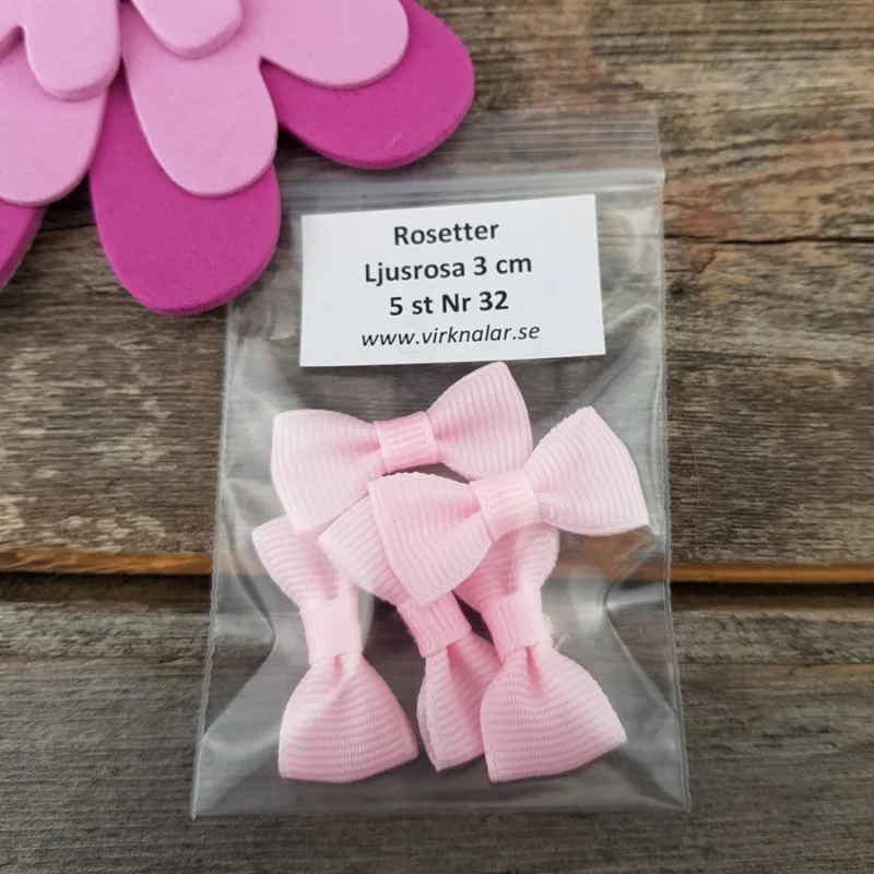 Premium Rosetter Ljusrosa 3 cm 5 st Nr 32