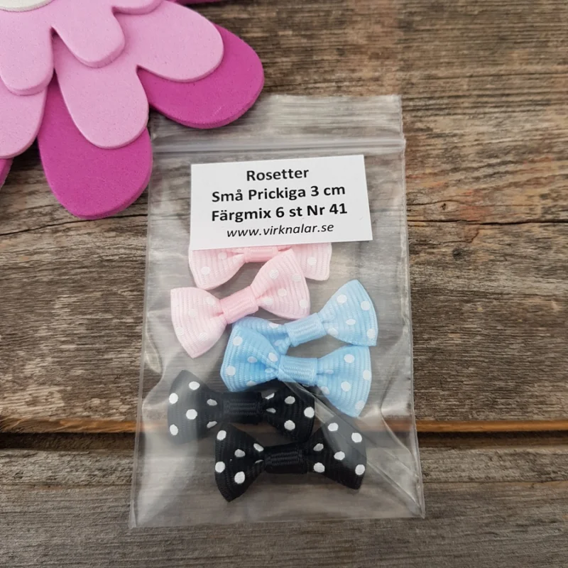 Rosetter Små Prickiga 3 cm Färgmix 6 st Nr 41 Extra rabatt