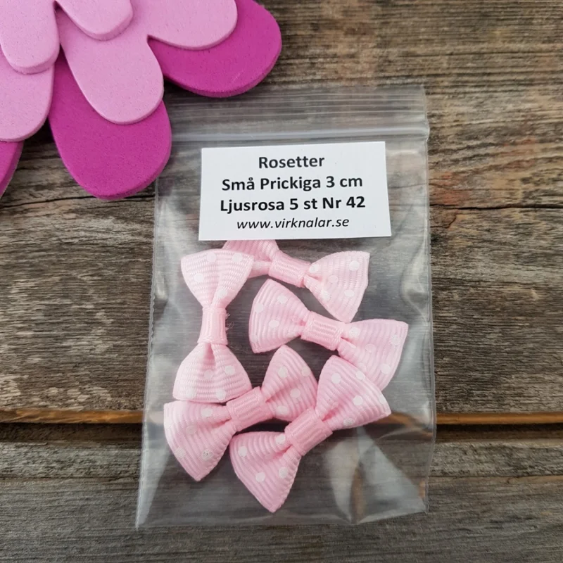 Rea Rosetter Små Prickiga 3 cm Ljusrosa 5 st Nr 42