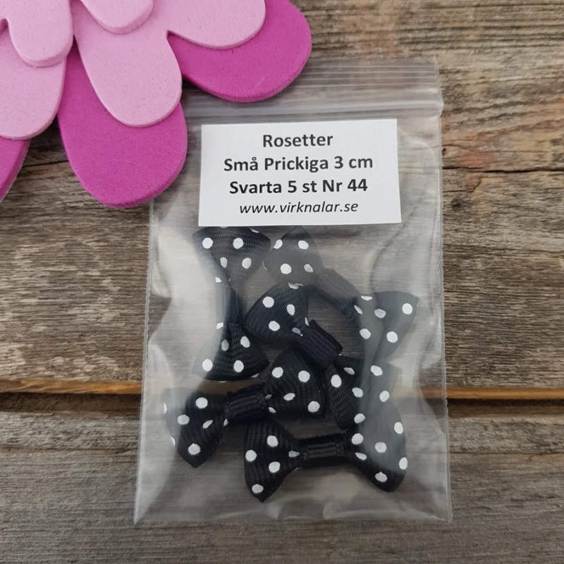 Rosetter Små Prickiga 3 cm Svarta 5 st Nr 44 Billigare