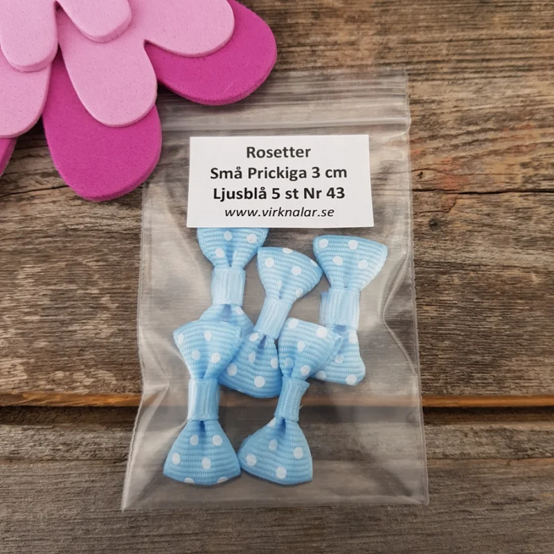 Rosetter Små Prickiga 3 cm Ljusblå 5 st Nr 43 Erbjudande