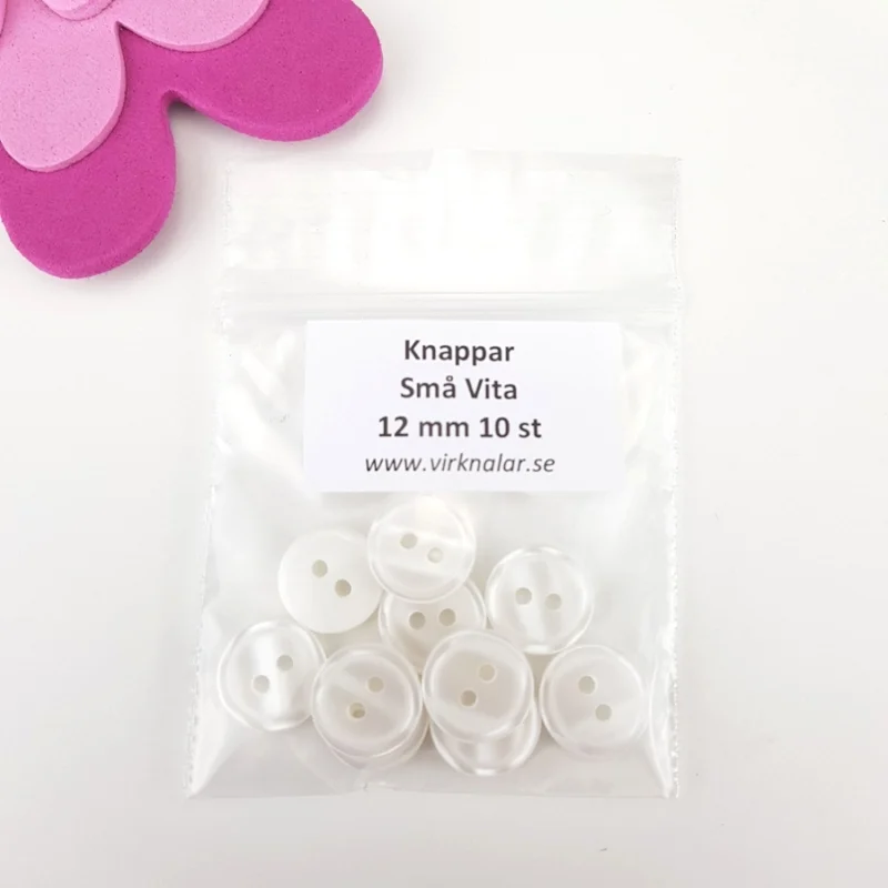 Knappar plastknappar Små Vita 12 mm 10 st Billigare