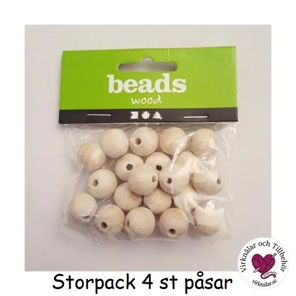 Bästa pris Träpärlor Naturella Obehandlade 15 mmStorpack 4 st påsar