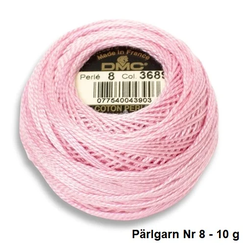 Extra rabatt Virkgarn Dmc Cotton Perle Nr 8 Pärlgarn 10 g Ljusrosa 3689