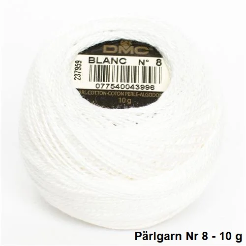 Begränsat erbjudande Virkgarn Dmc Cotton Perle Nr 8 Pärlgarn 10 g Kritvit BLANC