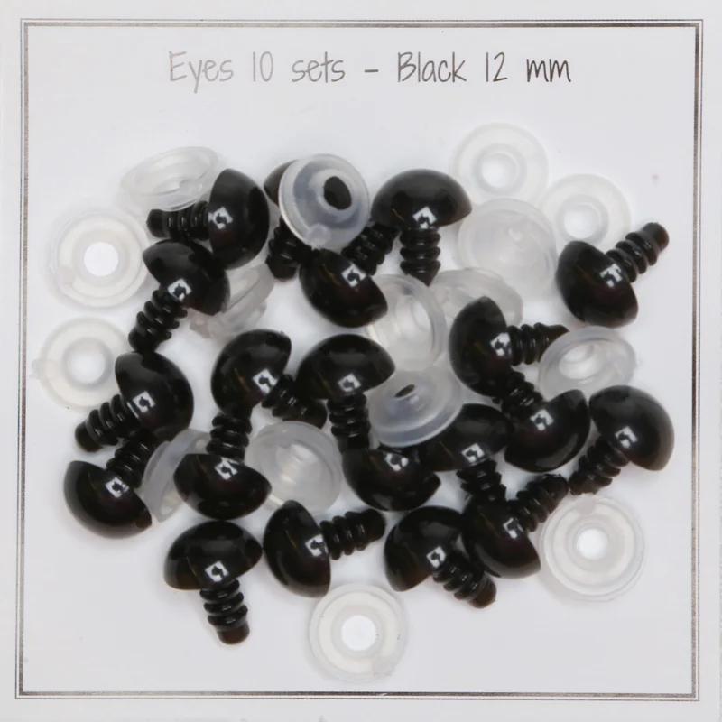 Billig Säkerhetsögon Svarta 12 mm 10 par 17163Go Handmade