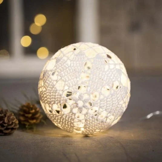 Erbjudande Materialkit Virka Ljusboll Hjärtan Vit Glittergarn Twinkle