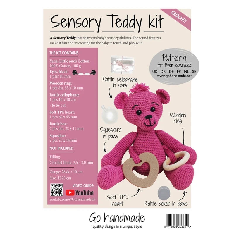 Materialkit Virka Sensory Teddy Mörk Rosa 20321 Extra rabatt