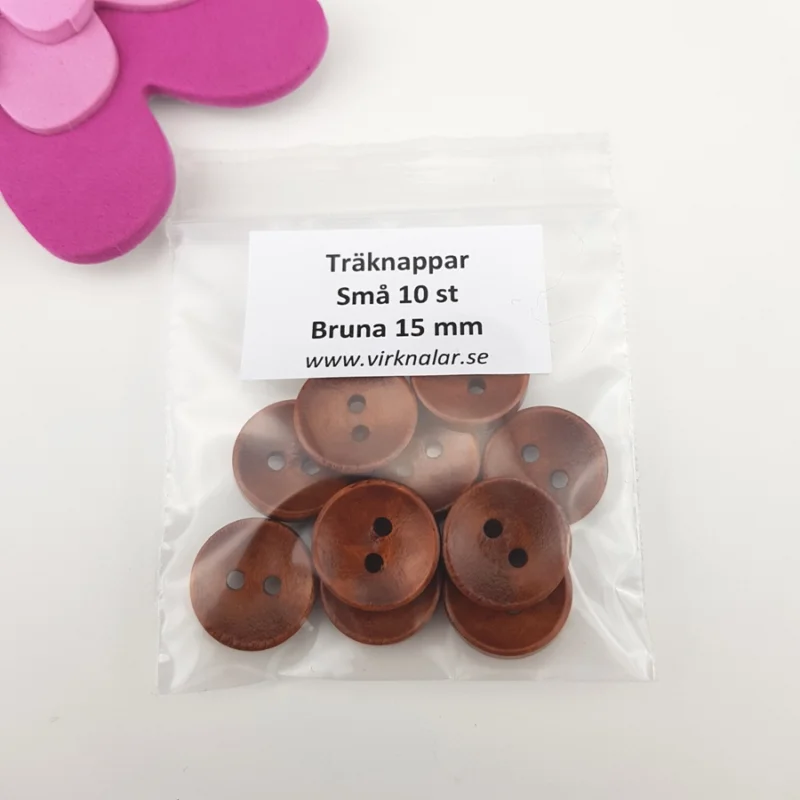 Reapris Träknappar Bruna Släta 15 mm 10 st