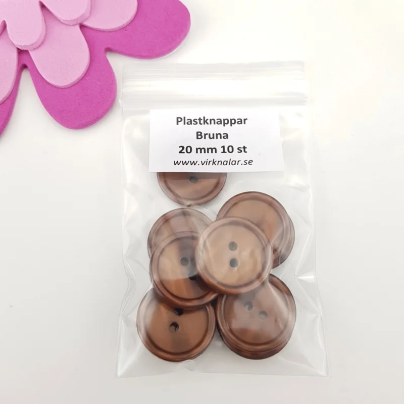 Knappar plastknappar Bruna 20 mm 10 st Utförsäljning