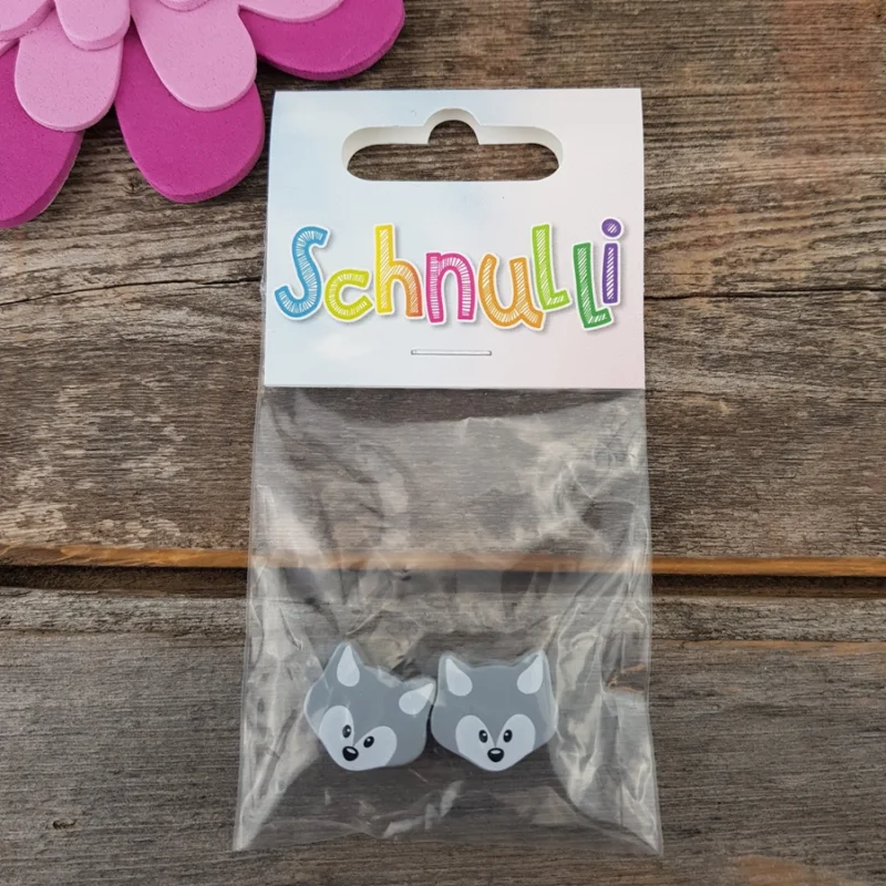 Träpärlor Motivpärlor Schnullismå Rävar Grå 064 Snabb leverans
