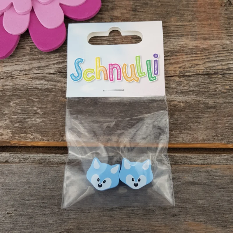 Sänkt pris Träpärlor Motivpärlor Schnulli små Rävar Ljusblå 063