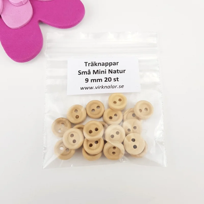 Kampanjpris Träknappar Små mini Natur 9 mm 20 st