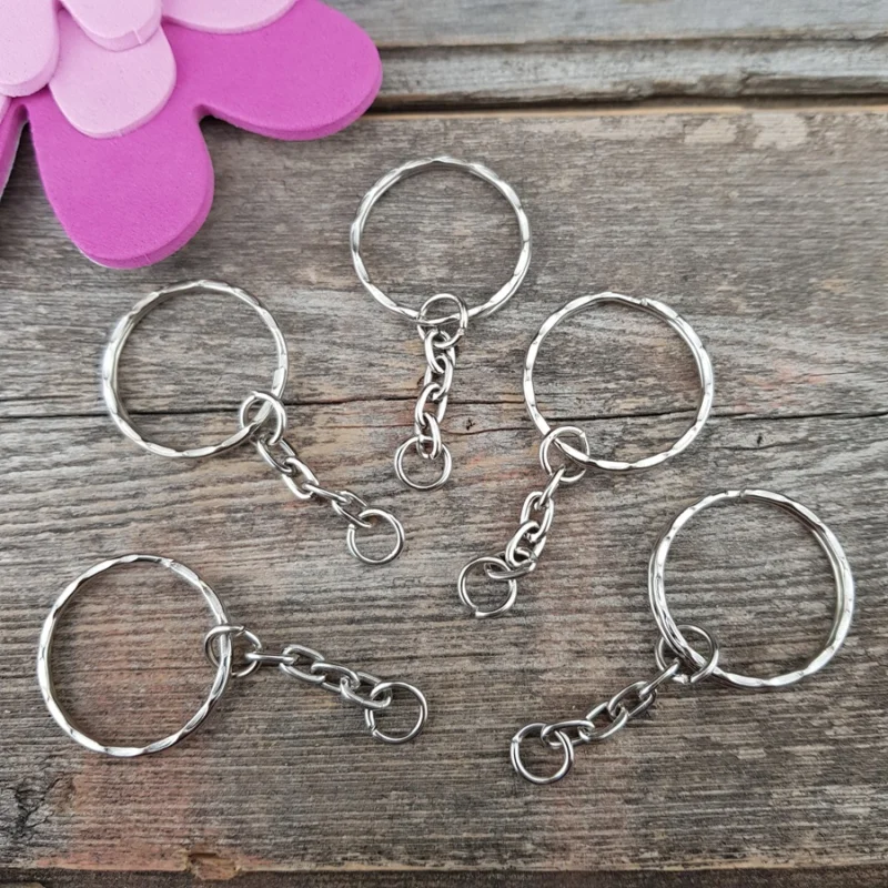 Nyckelringar Silver med kedja 10 st Premium
