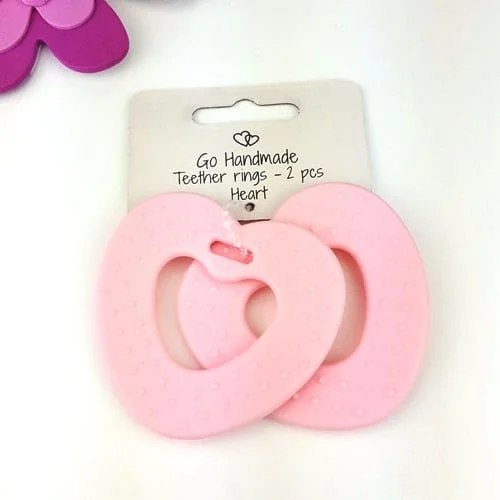 Snabb frakt Bitringar Hjärtan 2 st Ljusrosa22034 Go Handmade