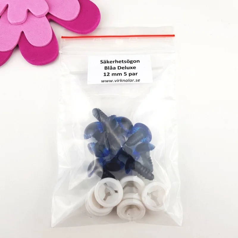 Säkerhetsögon Deluxe 12 mm 5 par Blåa Billigare
