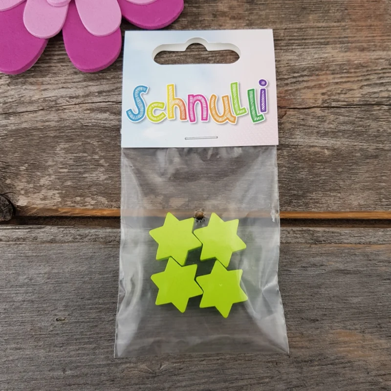 Utförsäljning Träpärlor Motivpärlor Stjärna Schnulli Lime 047
