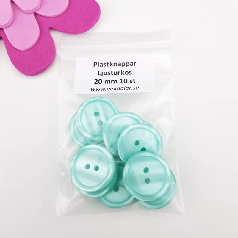 Premium Knappar plastknappar Ljusturkos 20 mm 10 st