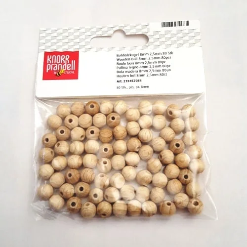Snabb frakt Träpärlor Vaxade Natur 8 mm Knorr Prandell