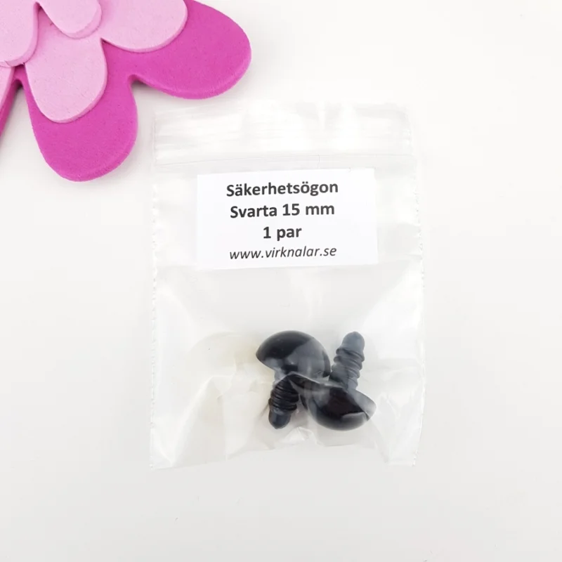 Säkerhetsögon Svarta 15 mm 1 par Populärt val