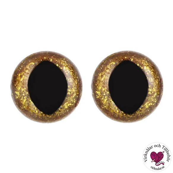 Säkerhetsögon Kattögon GlitterGuld 18 mm 1par Begränsat antal