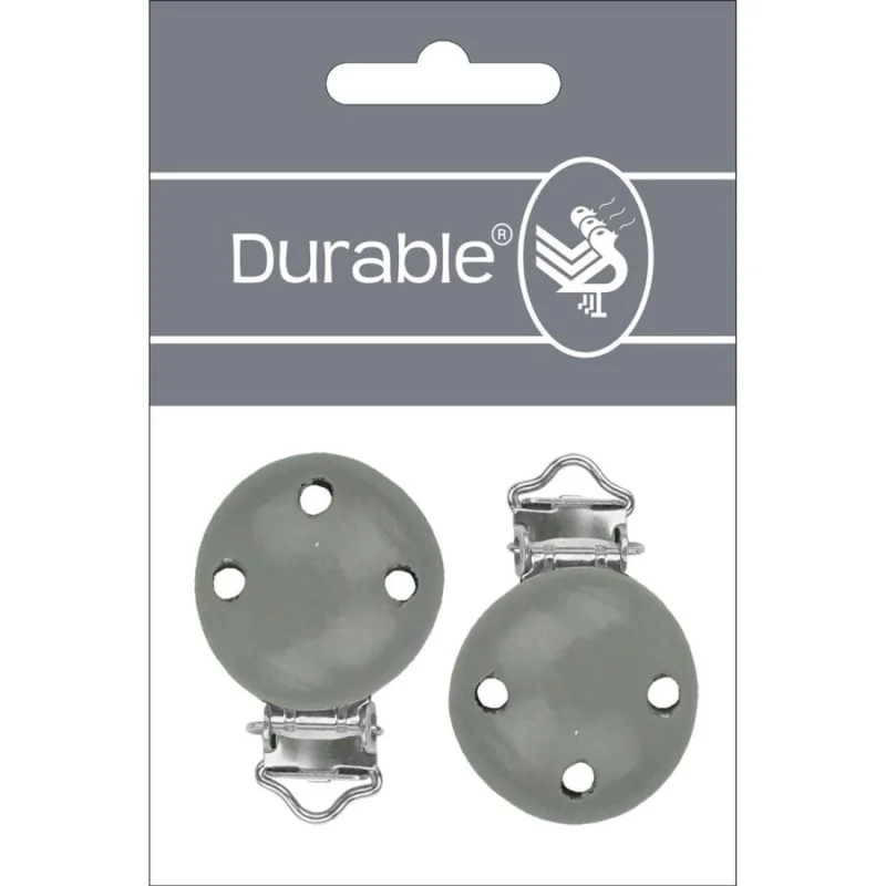 Erbjudande Träclips 30 mm Grå med hål Durable 2 st