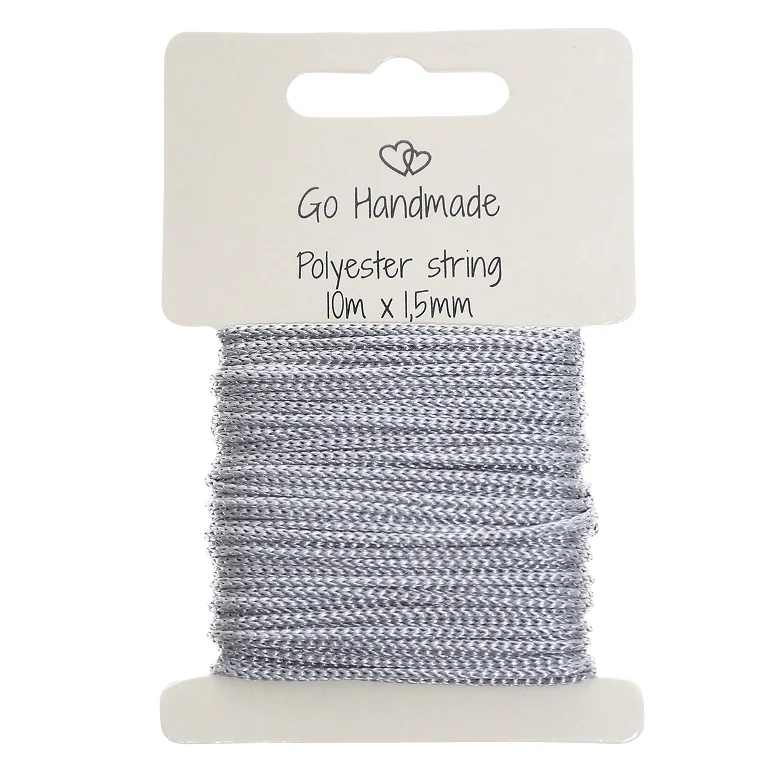 Knytsnöre 1,5 mm Grå 10 m 11003 Go Handmade Snabb frakt